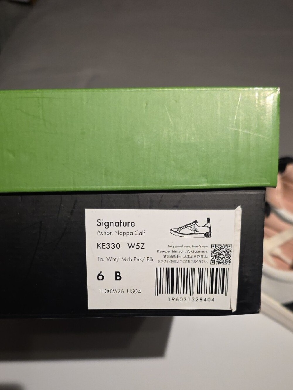 kate spade White Leather Sneakers with Black Side Stripe and Blush Lining - Picture 2 of 15